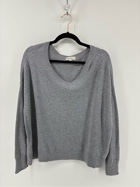 Community Slouchy Women’s Scoop Neck Long Sleeve Sweater — Light Gray
